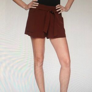 Women's Brown Tie-Waist Shorts